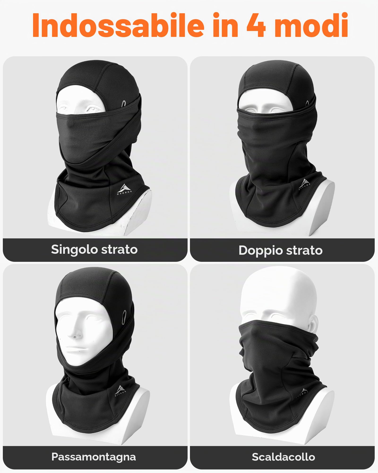 GXCROR Passamontagna Balaclava - Maschera da sci a doppio strato, antivento e caldo per inverno, moto, sci, unisex