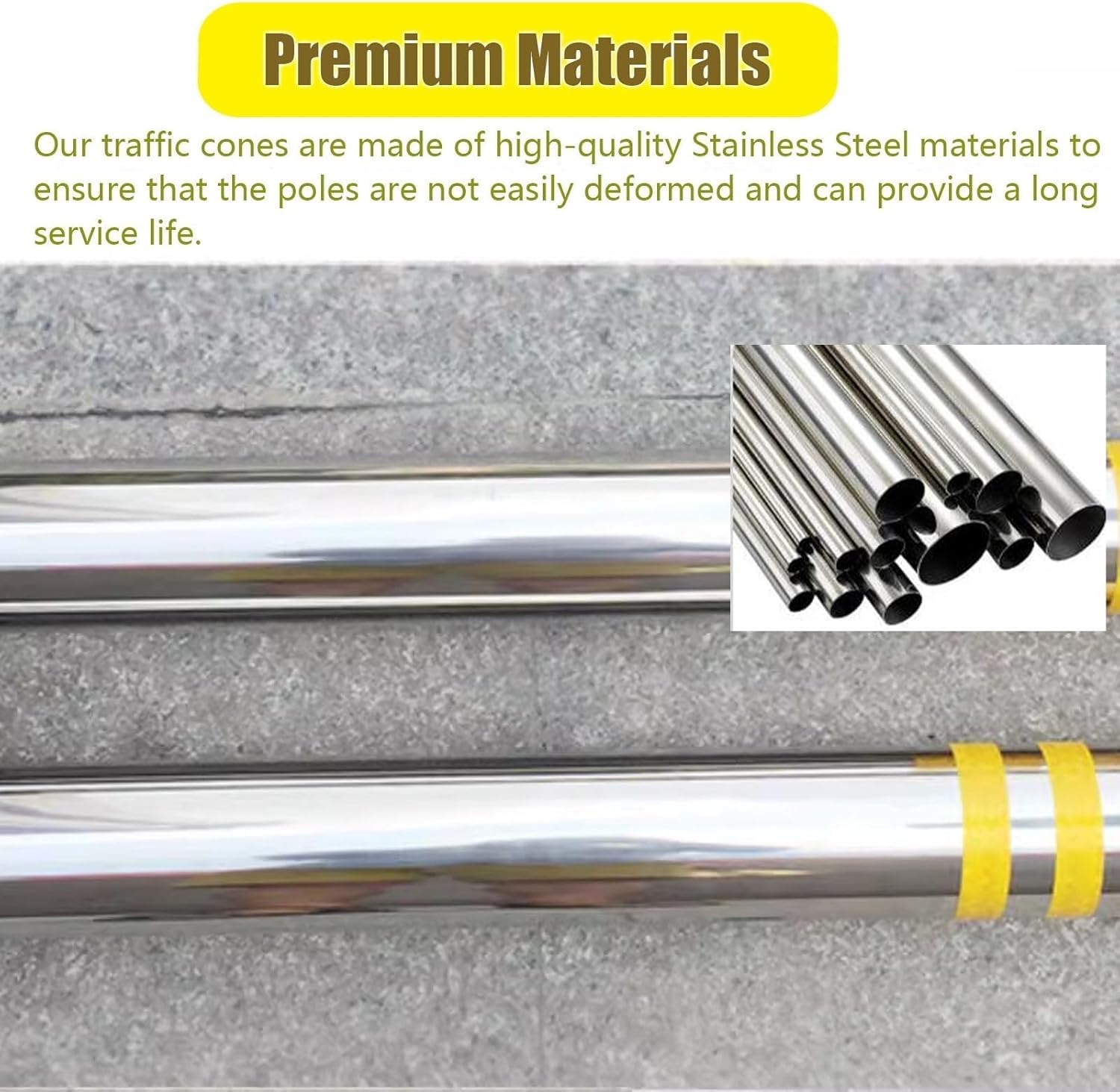 Cono De Tráfico, Barrera De Seguridad, Poste Delimitador, Bolardo Reflectante, Bolardo De Seguridad De Acero Inoxidable con 4 Pernos De Anclaje, Poste Delimitador De,2Pack