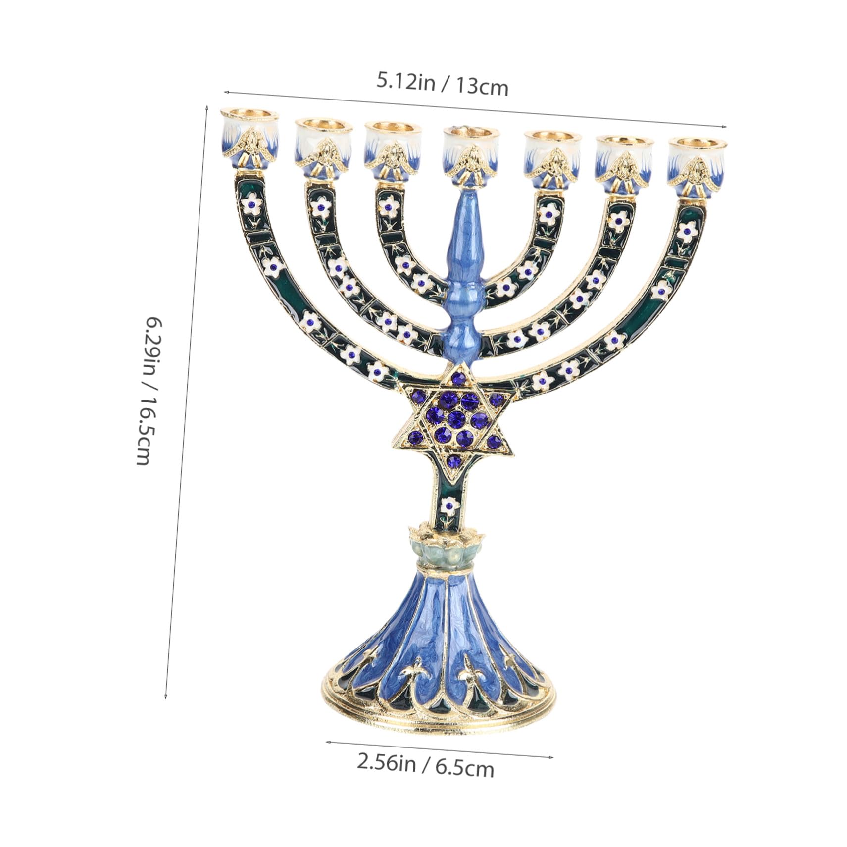 Candelabro de 7 Brazos de Aleación Azul, Estilo Vintage Religioso