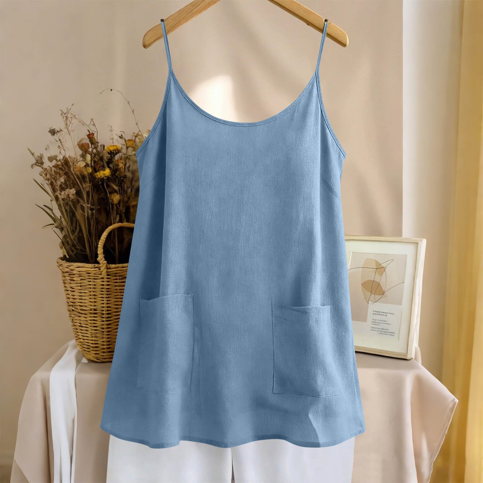 Top estivo casual senza maniche in cotone e lino da donna, con vestibilità ampia e versatile maglietta bianca da donna
