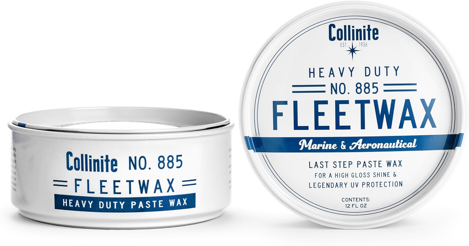Collinite 885 Fleetwax-Marine & RV Heavy Duty Carnauba+Polymer Wax Sealant-Ultra Durable, Long-Lasting Fiberglass Protection. Provides High Gloss Shine + UV Protection + Prevents Oxidation (12 fl oz)