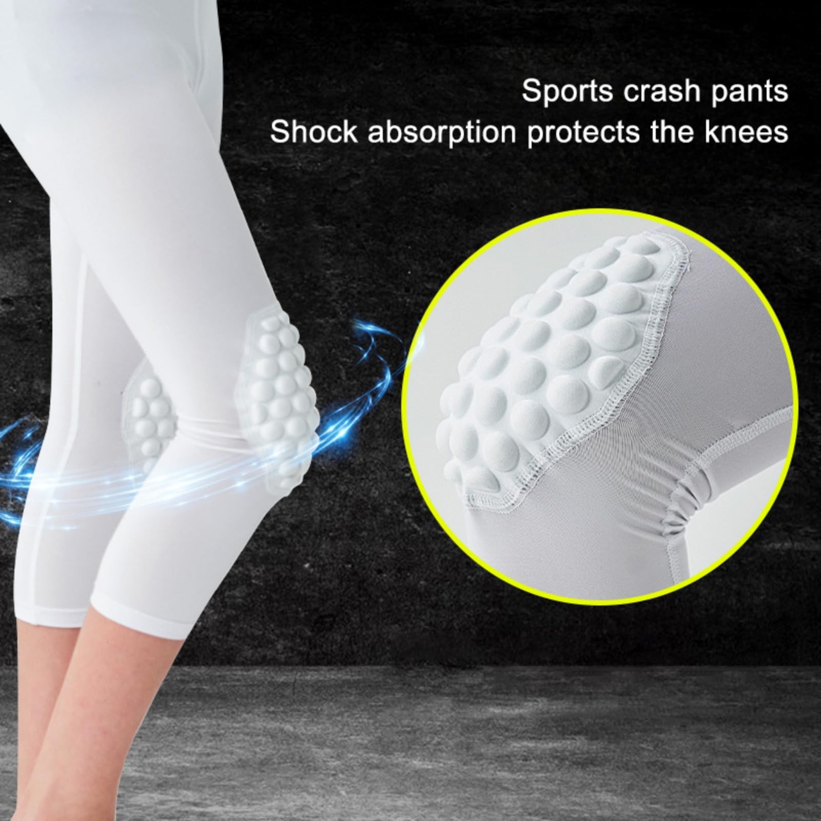 Hotfiary Jeunes Garçons 3/4 Compression Pantalon avec genouillères et Coussinets de taibone, Legging de Basket-Ball rembourré Football Football Sports Capris, Athlétique Gardien Gardien Collants Bas