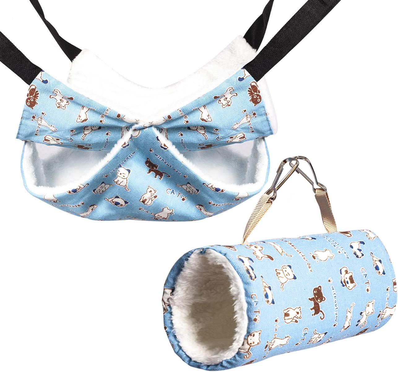 Hanging Tunnel for Hamster Small Animals, Sugar Glider Cage Accessories Hammock Bedding Toys Bed House for Hedgehog Chinchilla Ferret…