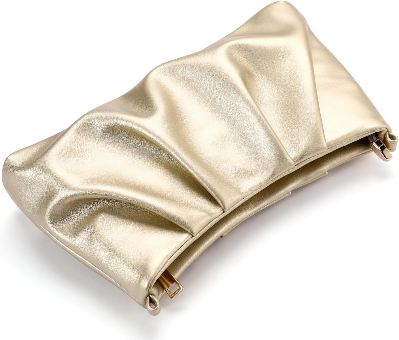 Women's Clutch Purse, Pleated Evening Handbag, Shoulder Bag with Detachable Chain and Shoulder Strap
