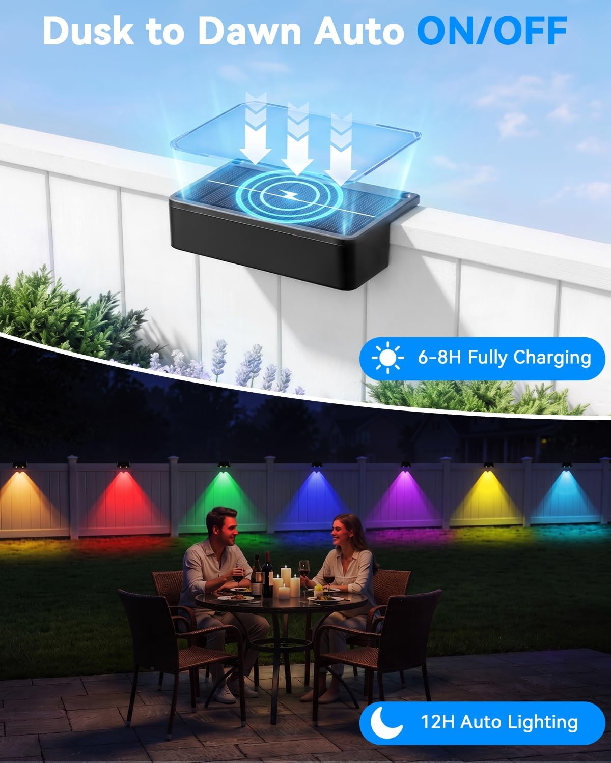 Fence Lights Solar Powered with Remote 16 Pack, 60 Lumen 9 Fixed Colors
