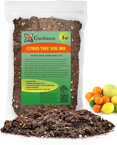 GARDENERA Mezcla de tierra para macetas de árboles de cítricos, mezcla especial para naranjas de interior, limones, limas y más (bolsa de 3 cuartos