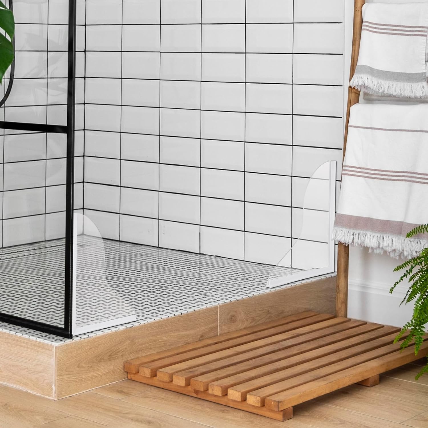 PRETYZOOM Shower Tub Splash Guards 2pcs Acrylic Silicone Bathtub Shower Stall Tub Stopper Easy Install Low Maintenance