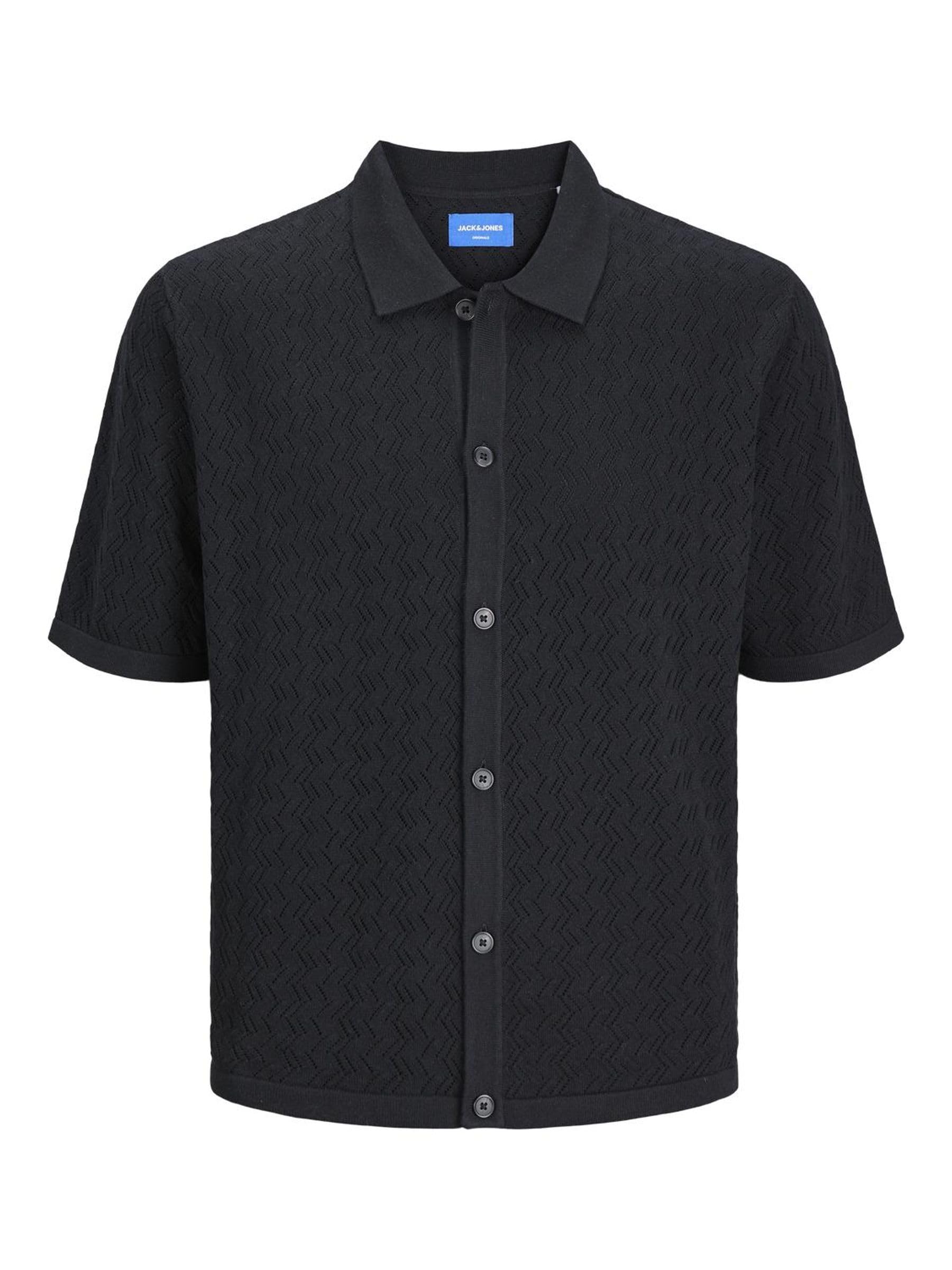 JACK&JONES JORNOTO Knit SS Polo LN, Black, L