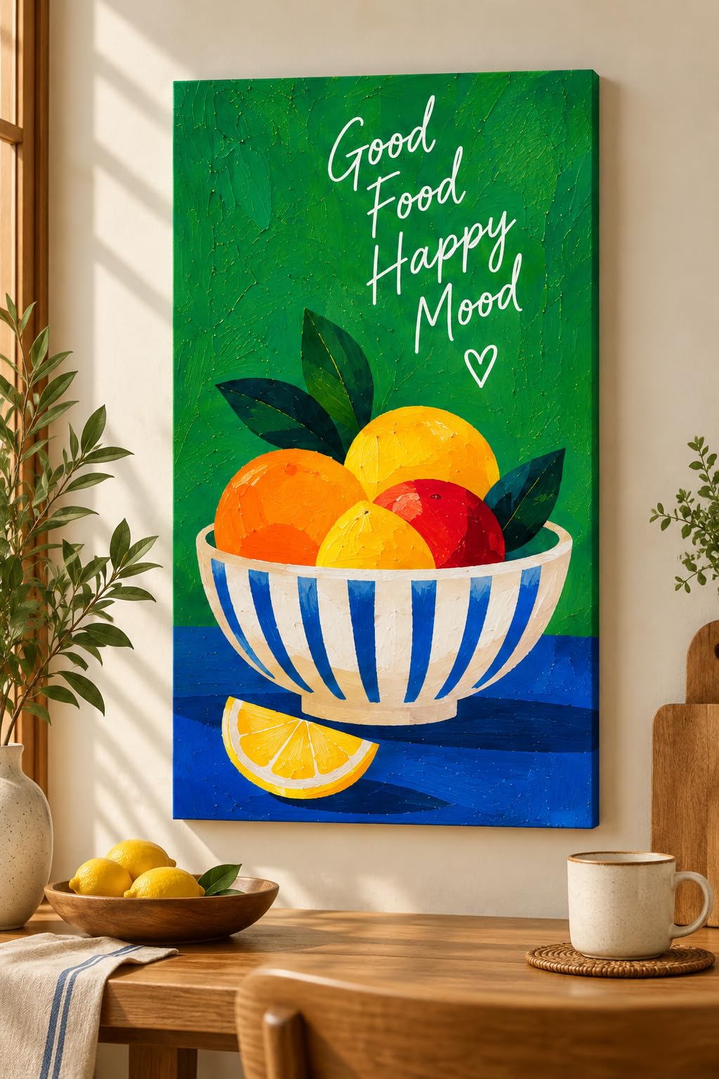 Good Food Happy Mood Acrylic Painting | Hand-painted, Gallery Wrapped Canvas-picture-43