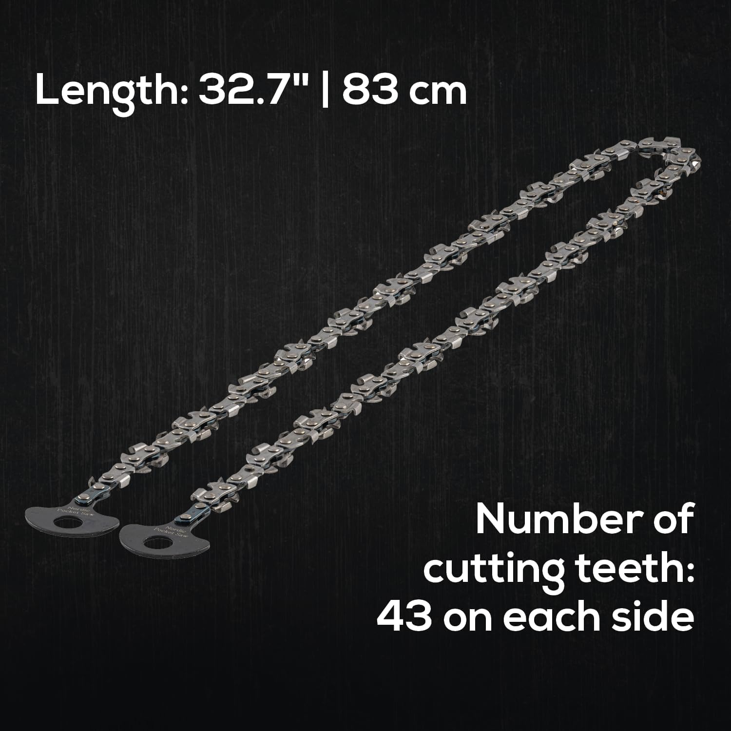 Nordic Pocket Saw Double Sided Chain - 32" Sawchain for High Limb Rope Saw with 43 teeth on each side - Bi-directional teeth cuts in both directions