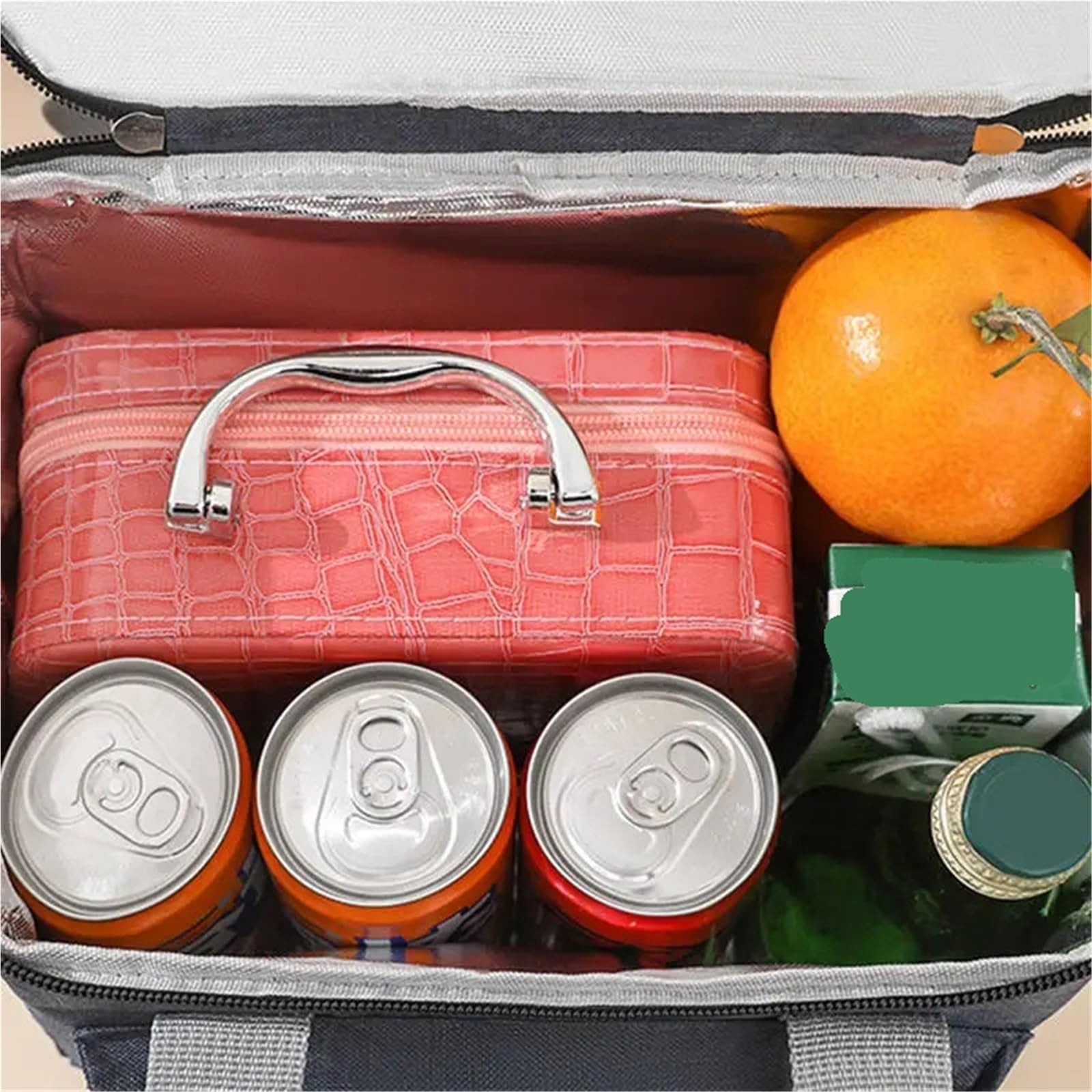 Borsa frigo Borse da pranzo multifunzionali a doppio strato for donna e uomo Scatola picnic viaggio di grande capacità con tracolla per Esterni(Black)