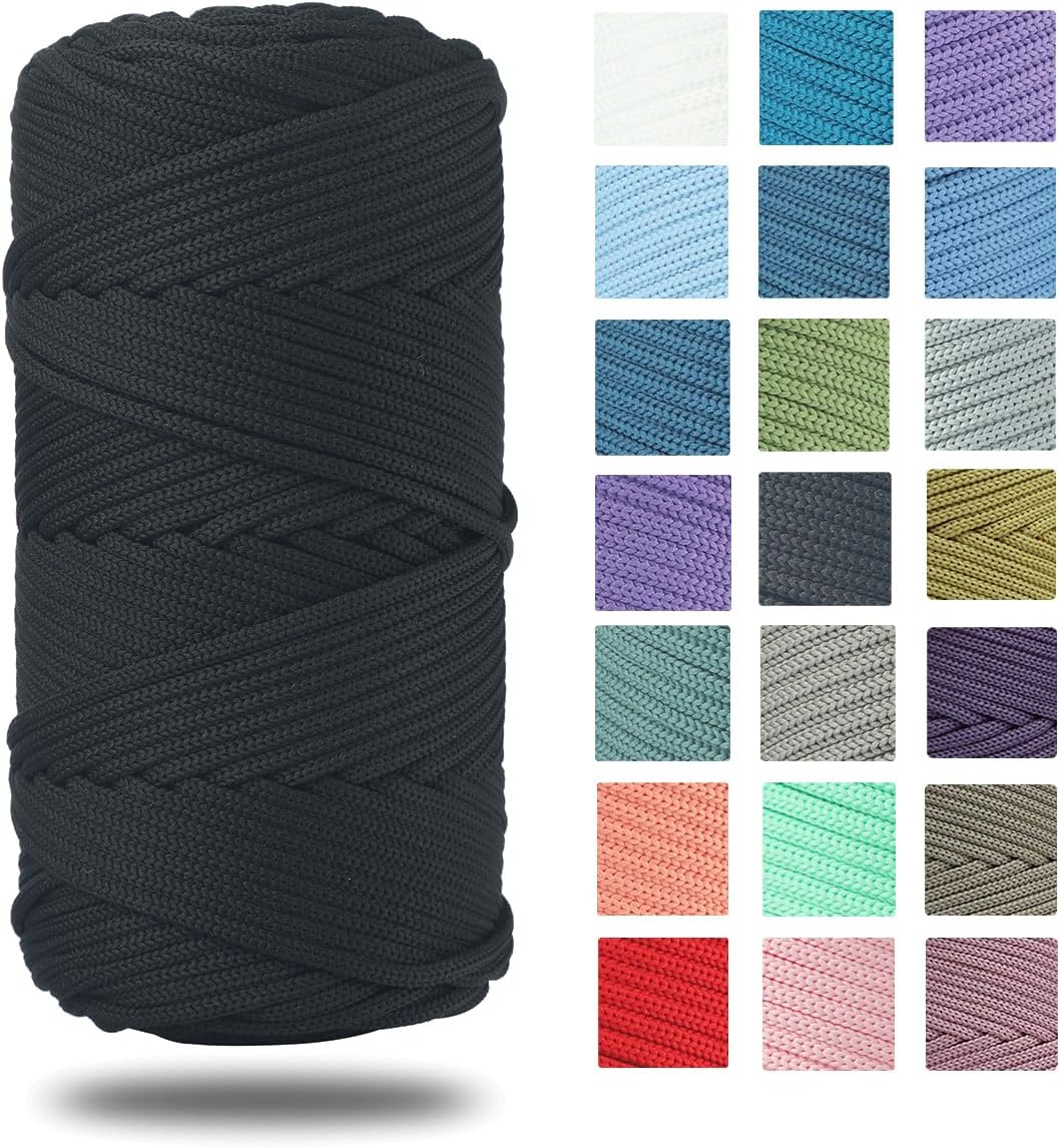 Polyester Macrame Cord 4mm x 160 Yards, Braided Rope for Crochet DIY Crafts