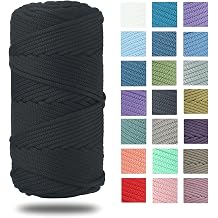 Polyester Cord 4mm 160 Yards Braided Macrame Cord, Elastic Yarn for Crocheting, Polyester Rope for DIY Hand Craft Bag Basket Cushion Home Decorations Projects