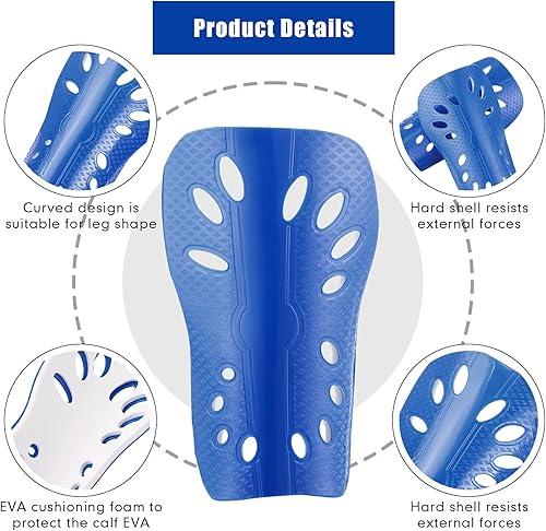 Miniatura 3 de 4 pares de espinilleras de fútbol para niños, transpirables, espinilleras para niños y niñas, equipo de protección de pantorrillas para niños de 3 a