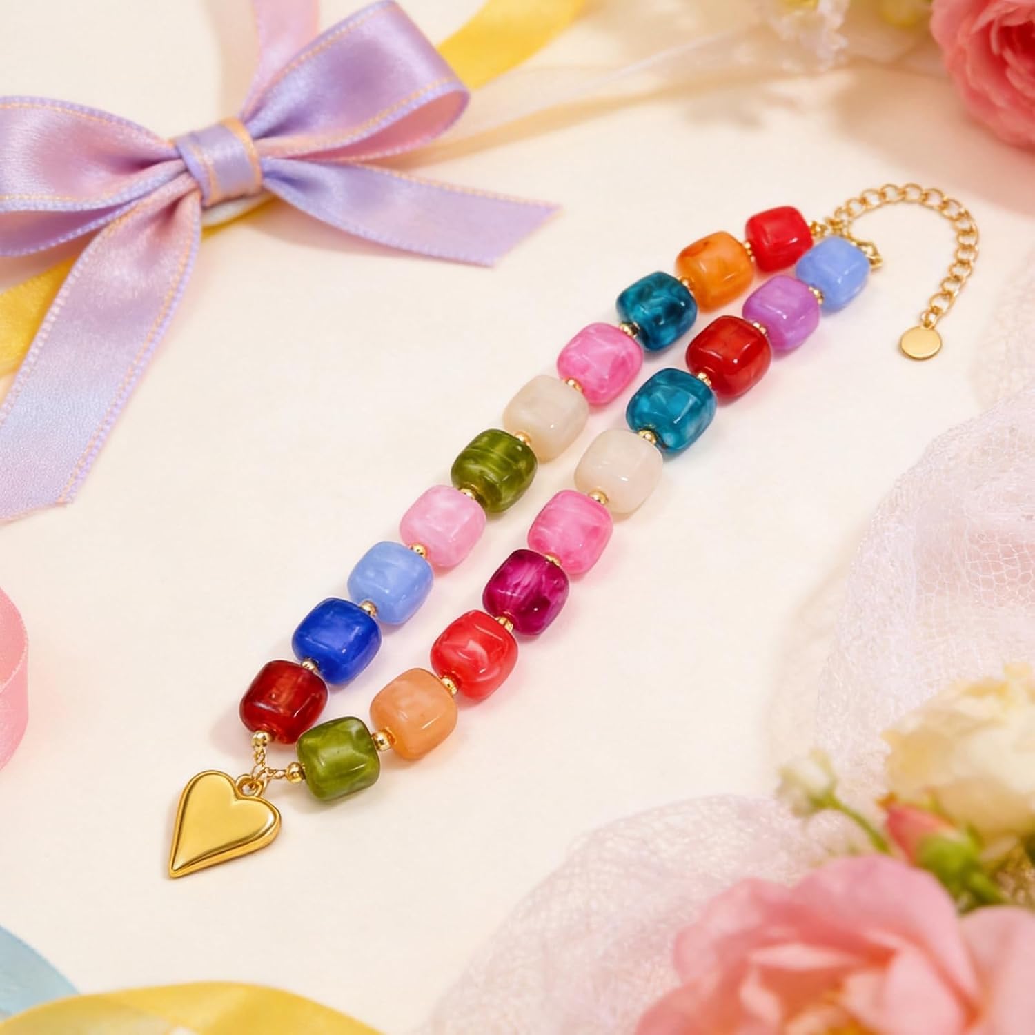 Colorful Beaded Necklace for Women Summer Vacation Jewelry Ocean Shell Heart Pendant Resort Wear Accessory Beach Outfit Statement Piece Birthday Gift image 5