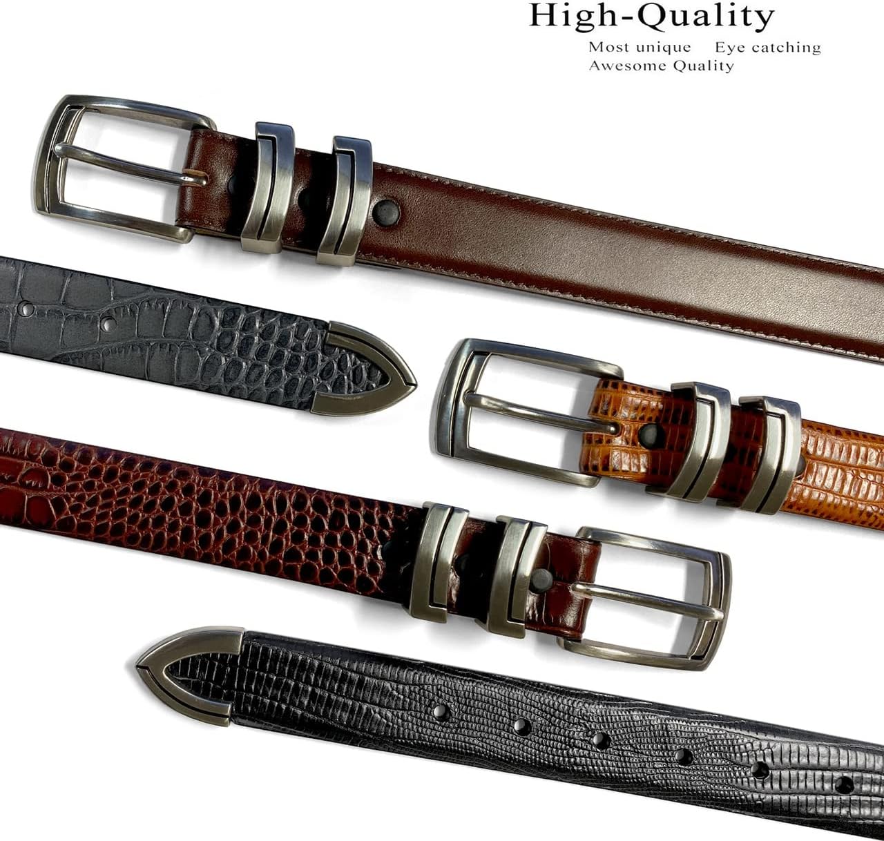BS8191 Genuine Full-Grain Cowhide Leather Designer Golf Dress Belt 1-1/8"(30mm) Wide image 4