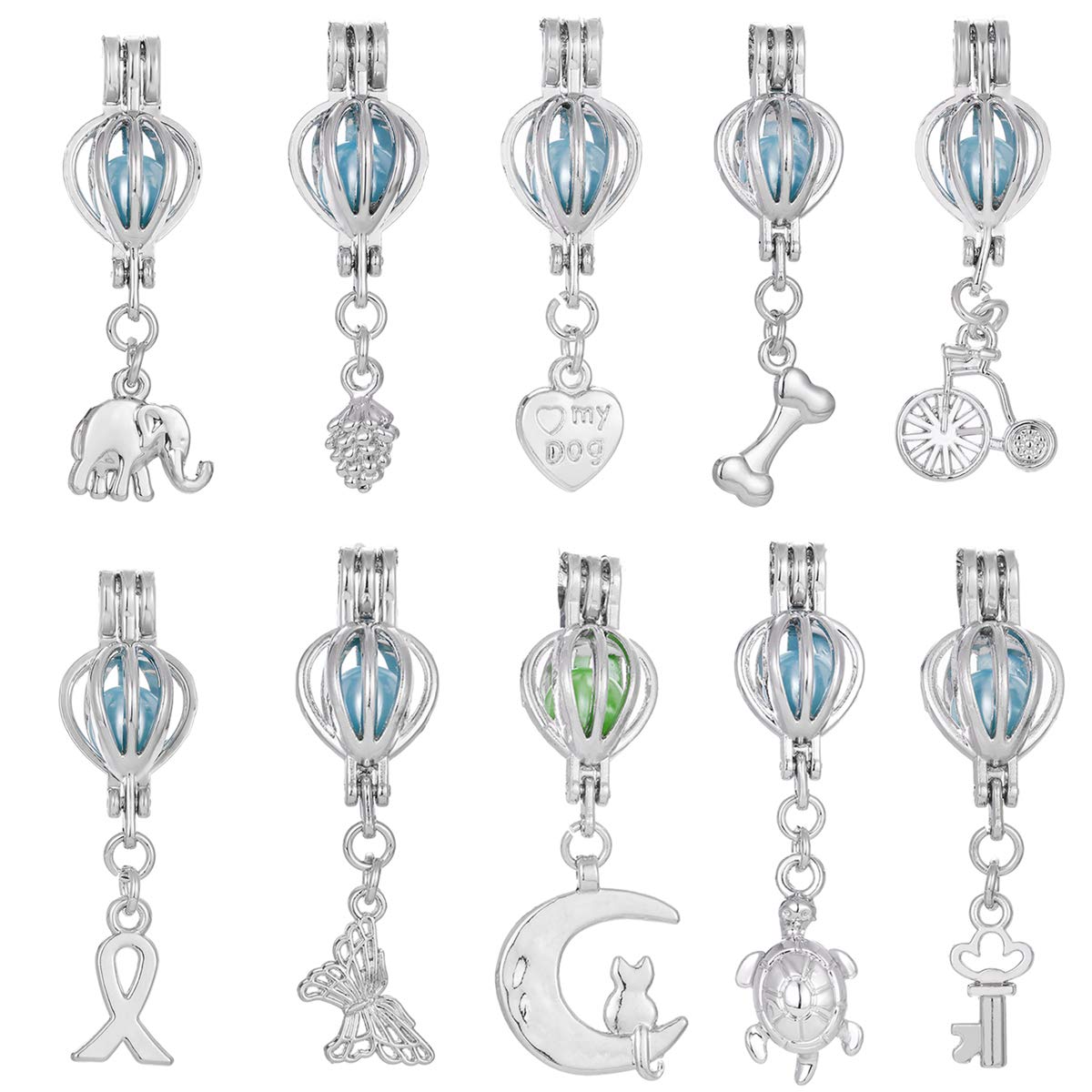 Mixed Pearl Cage Locket Pendants Set Essential Oil Diffuser Diy