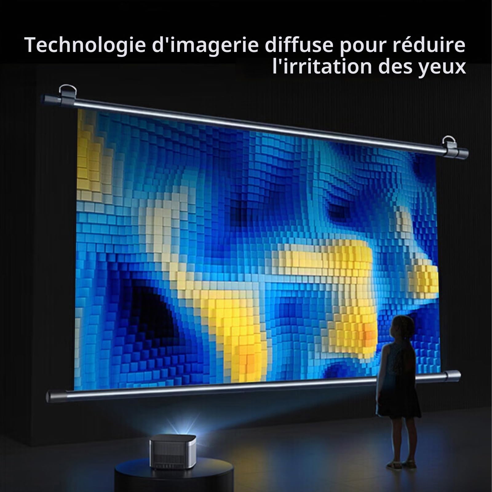 Toile Videoprojecteur Enroulable, Écran De Projection Manuel, pour Videoprojecteur en HD TV 16:9 4:3 Ecran De Projection Portable, Fixation Mur Ou Plafond, Anti-Plis Ecran Projecteur(4:3,40")