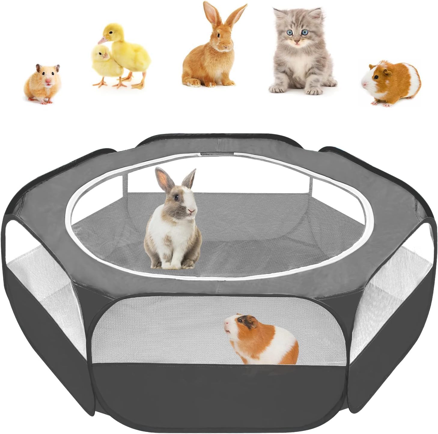 Amakunft Guinea Pig Playpen with Cover, Hamster Playpen with Top