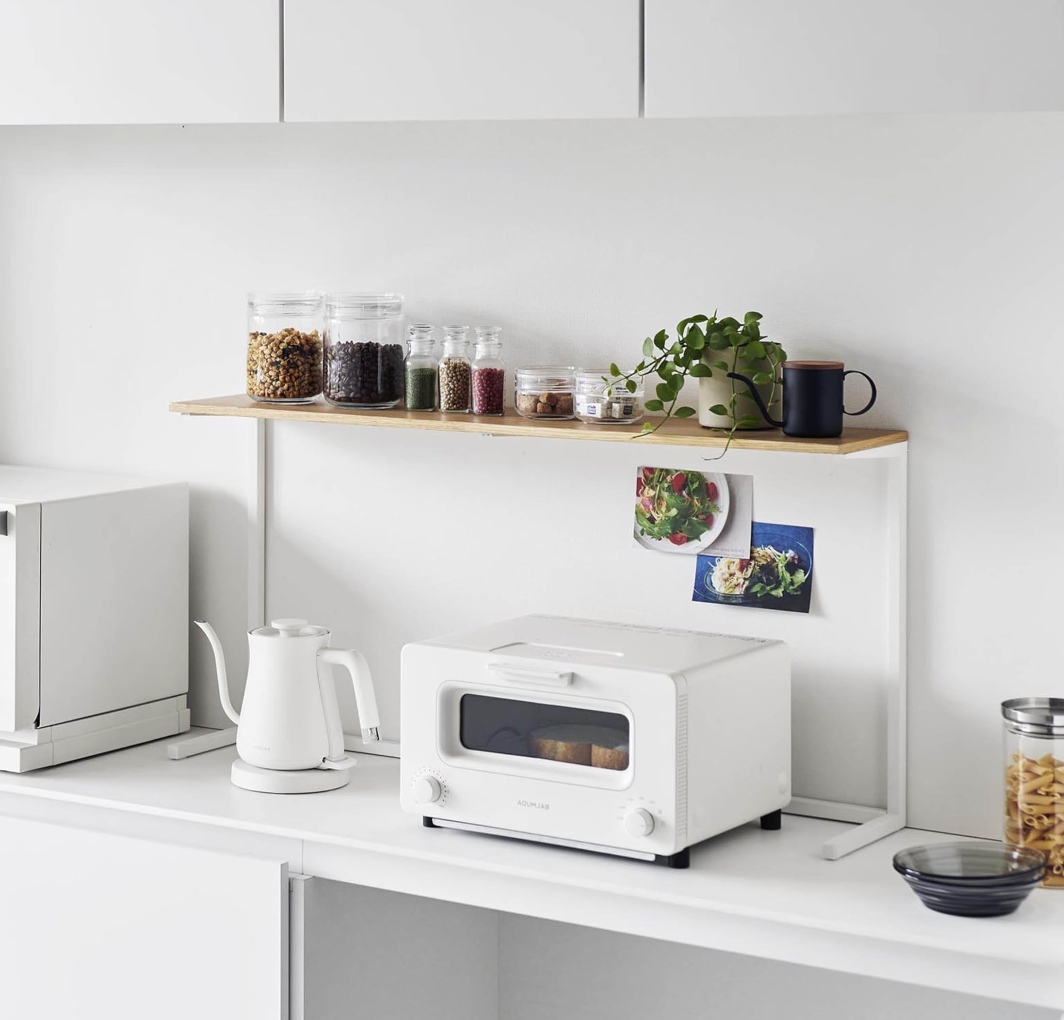 Amazon.co.jp: キッチン カウンター上 棚 ホワイト W90×D18.3(ネジ含む
