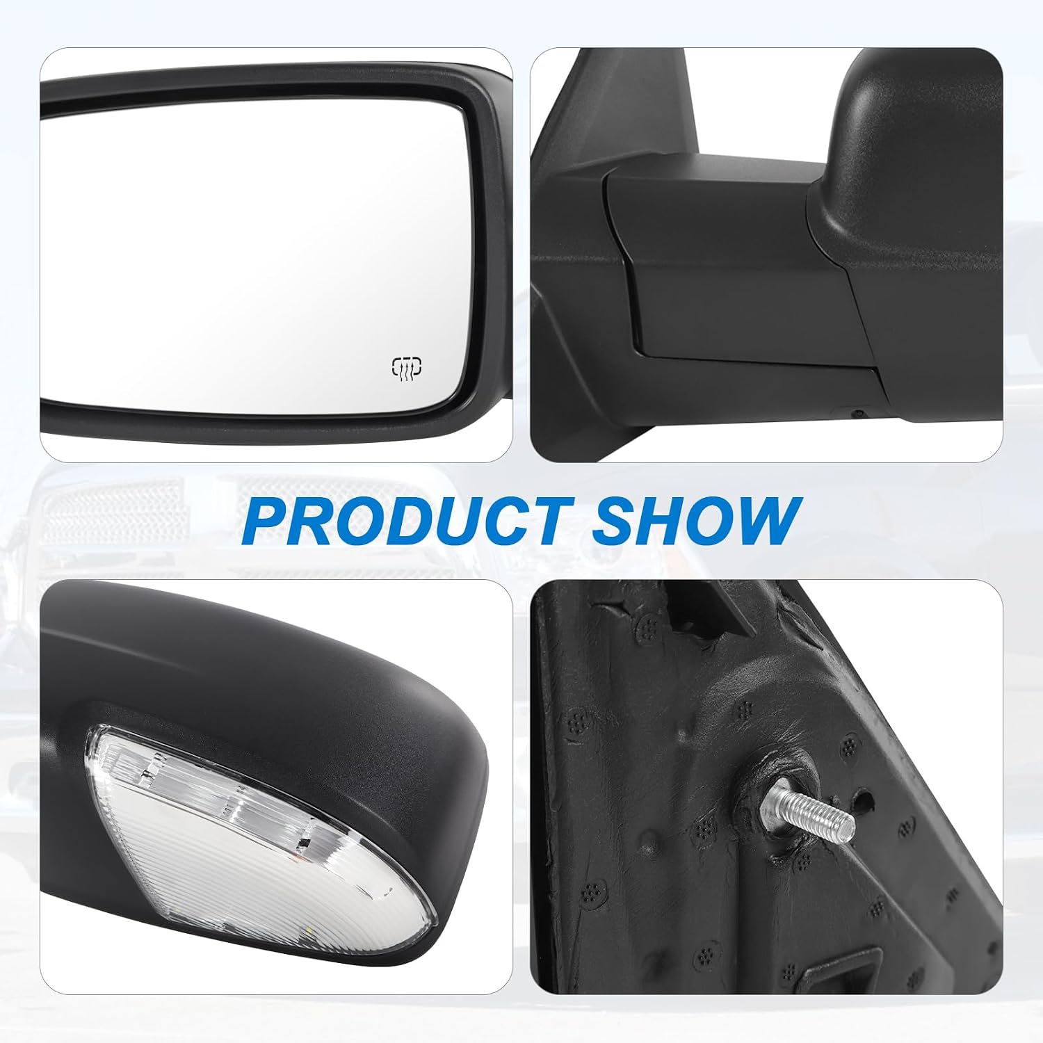 JDMSPEED Left Driver Side Door Mirror Compatible with Ram 1500 2009-2018 Ram 2500 3500 2010-2018 with Heated Power Glass Turn Signal Puddle Light(10 Pins)