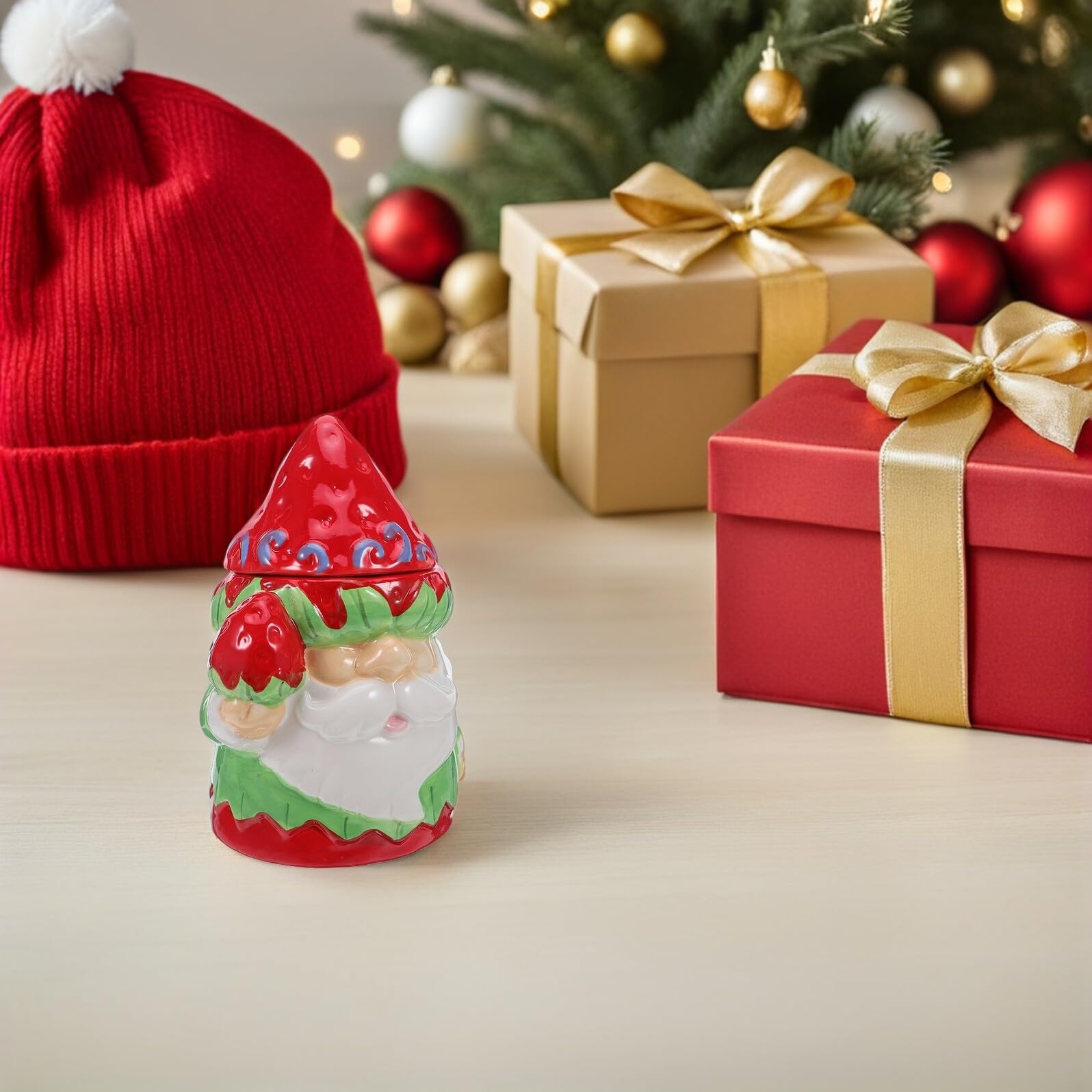 Toyvian Boîte à Bonbons de Noël Céramique avec Couvercle Hermétique Bocal à Biscuits Étanche pour Friandises et Décoration Festive Rangement Polyvalent pour Cadeaux et Snacks