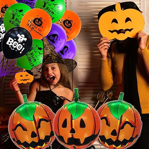 Miniatura 214 de Globos de aluminio de Halloween, globos de cumpleaños de Halloween, número 1, araña, momia, calabaza, murciélago, fantasma, globos para decoración