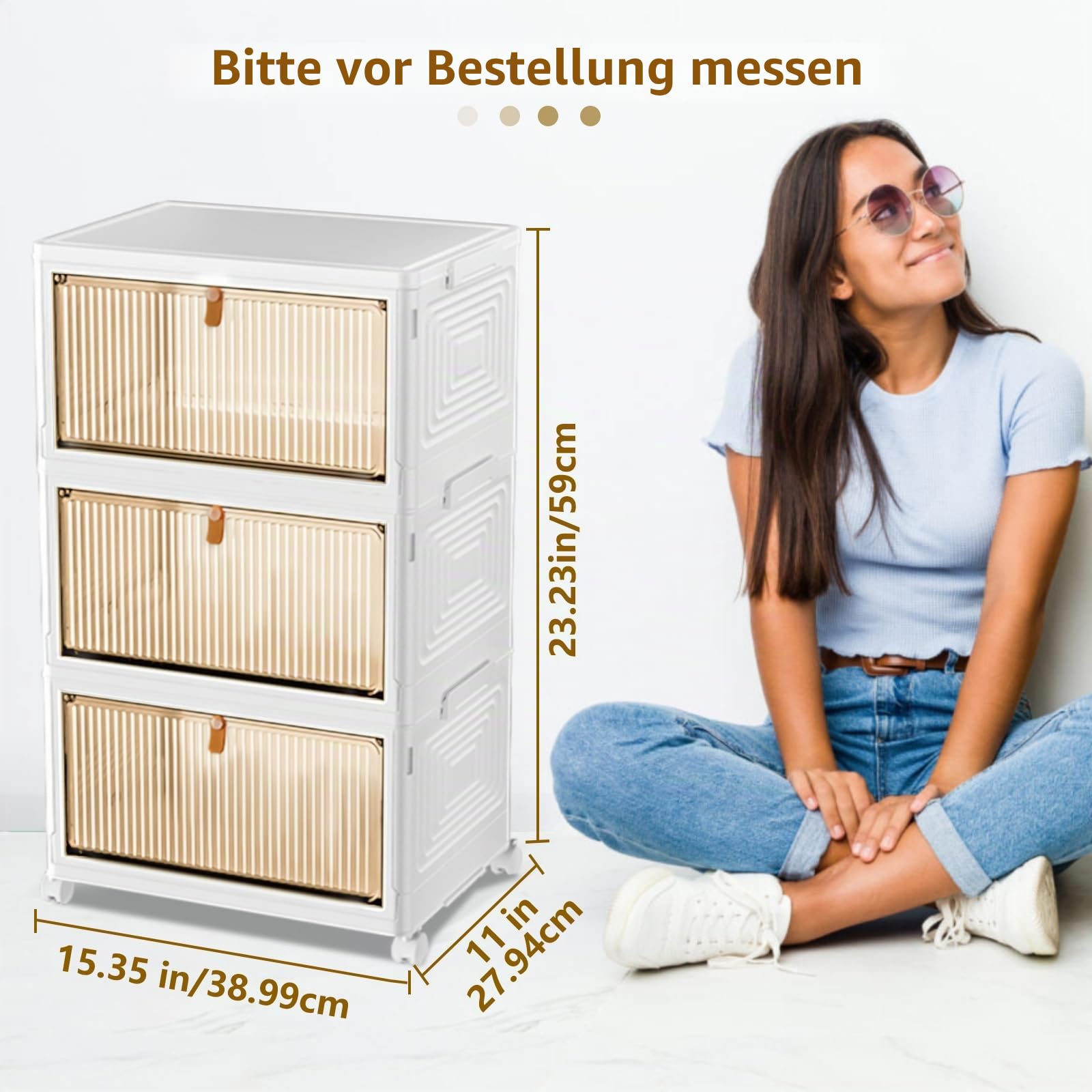 66L Aufbewahrungsbox Mit Deckel, Organizer, 3 Ebenen, stapelbare Behälter für Aufbewahrung, Aufbewahrungsboxen mit Deckel, Aufbewahrungsbehälter, Büro, langlebige faltbare Aufbewahrungsboxen（69Qt）