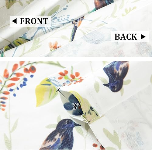 Miniatura 104 de VOGOL Cenefas con patrón de pájaros para ventanas de cocina, cenefa texturizada de lino con estampado floral y pájaros para ventanas pequeñas