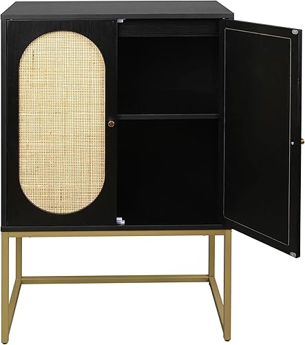 Miniatura 4 de Armario de ratán aparador buffet hecho a mano puertas de ratán natural con soporte de ratán natural y hierro para cocina cabina de almacenamiento de