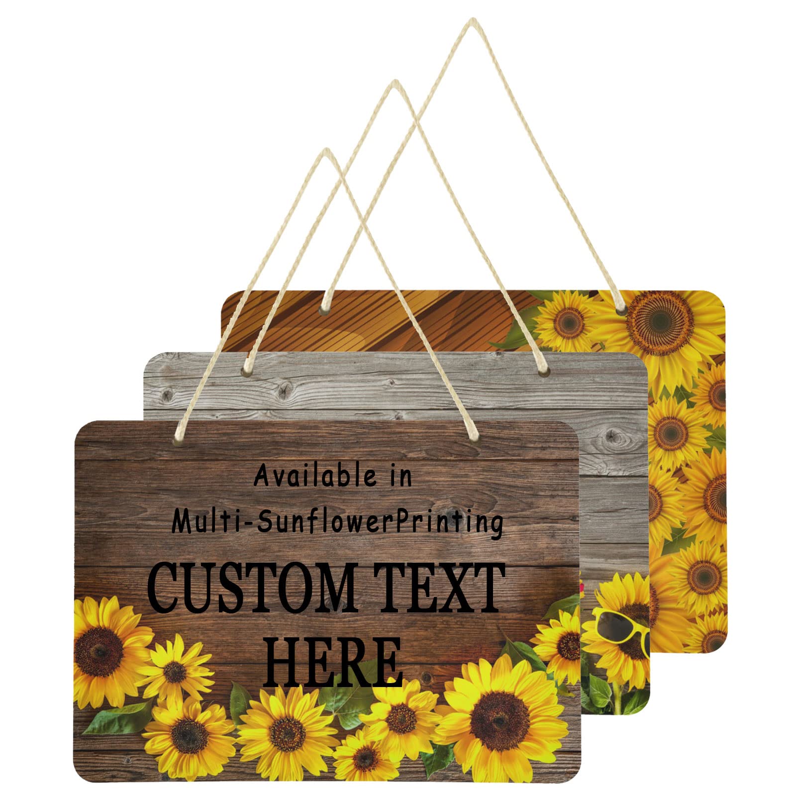 Naanle Wooden Sunflower Personalized Office Name Plate Custom Door Sign Plaque Hanging Sign Wall Sign - Variety of Background&TextColors to Personalize for Business Needs Wedding Gift Home Decor