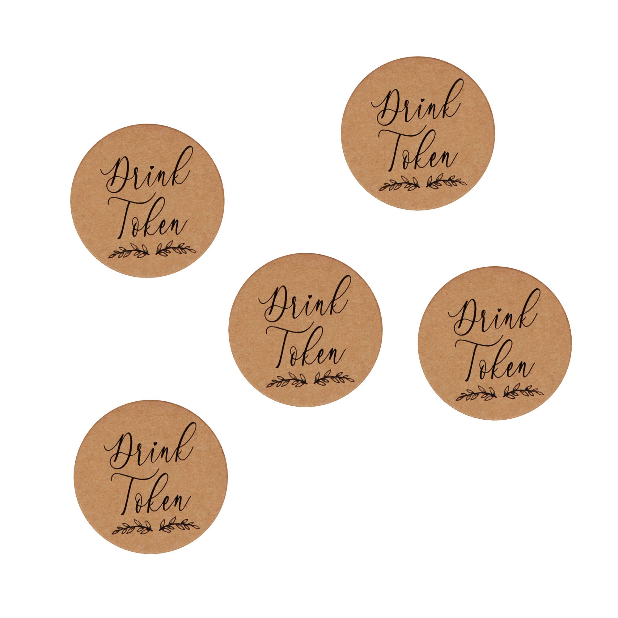 Neviti 775752 Hearts Tokens-25 Pack Drinks Tokens, Brown Kraft, 5 x 5 cm