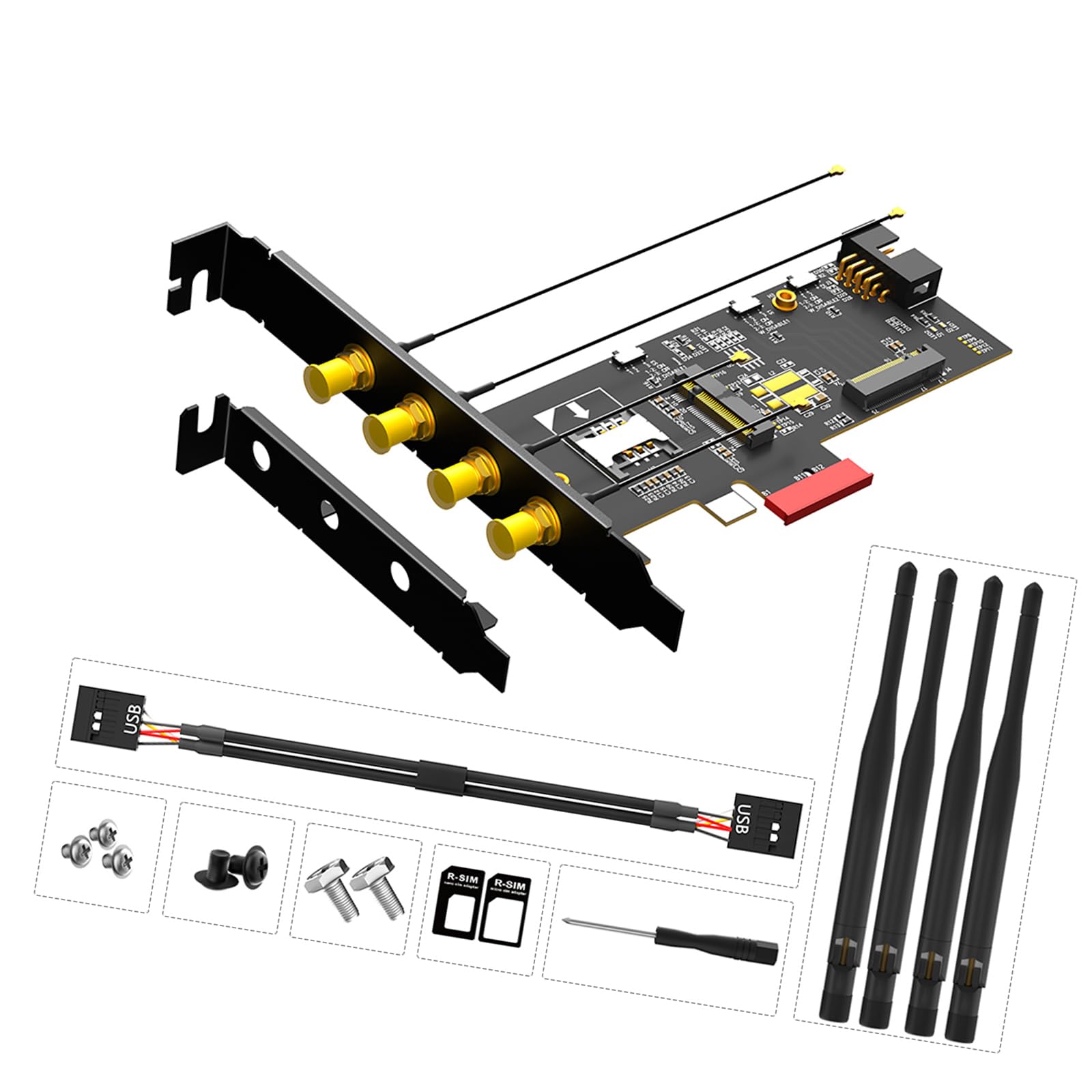 Adaptador PCIE 1X para Tarjeta de Red inalámbrica 3G WiFi 6 Internet de Velocidad 2400Mbps para de Escritorio Utilice Adaptador de Red de Perfil bajo