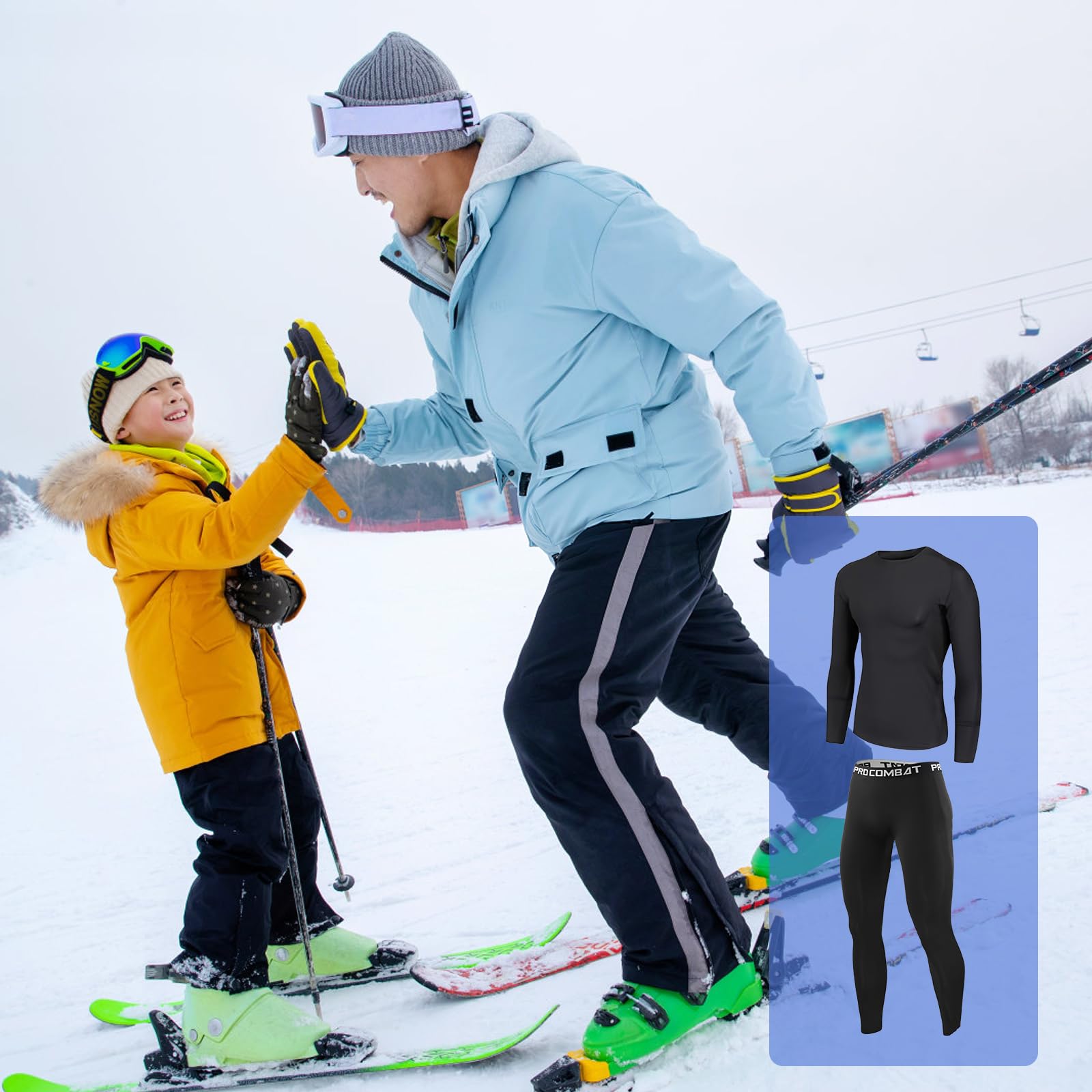 Intimo Termico Bambini, Intimo Funzionale Set da Bambina e Bambino Intimo Traspirante Asciugatura Rapida Completo Termico Bambino Calcio Intimo Sportivo per Sci
