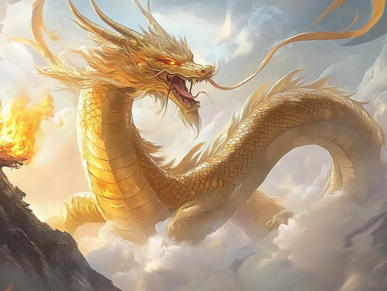 1500 Pezzi di Puzzle, drago giallo 1500 Pezzi di Puzzle per Adulti, Regalo Anniversario, Regalo Natale, Decorazione Della Casa, Prevenzione Della Degenerazione Cerebrale Negli Anziani PjY958 F-L