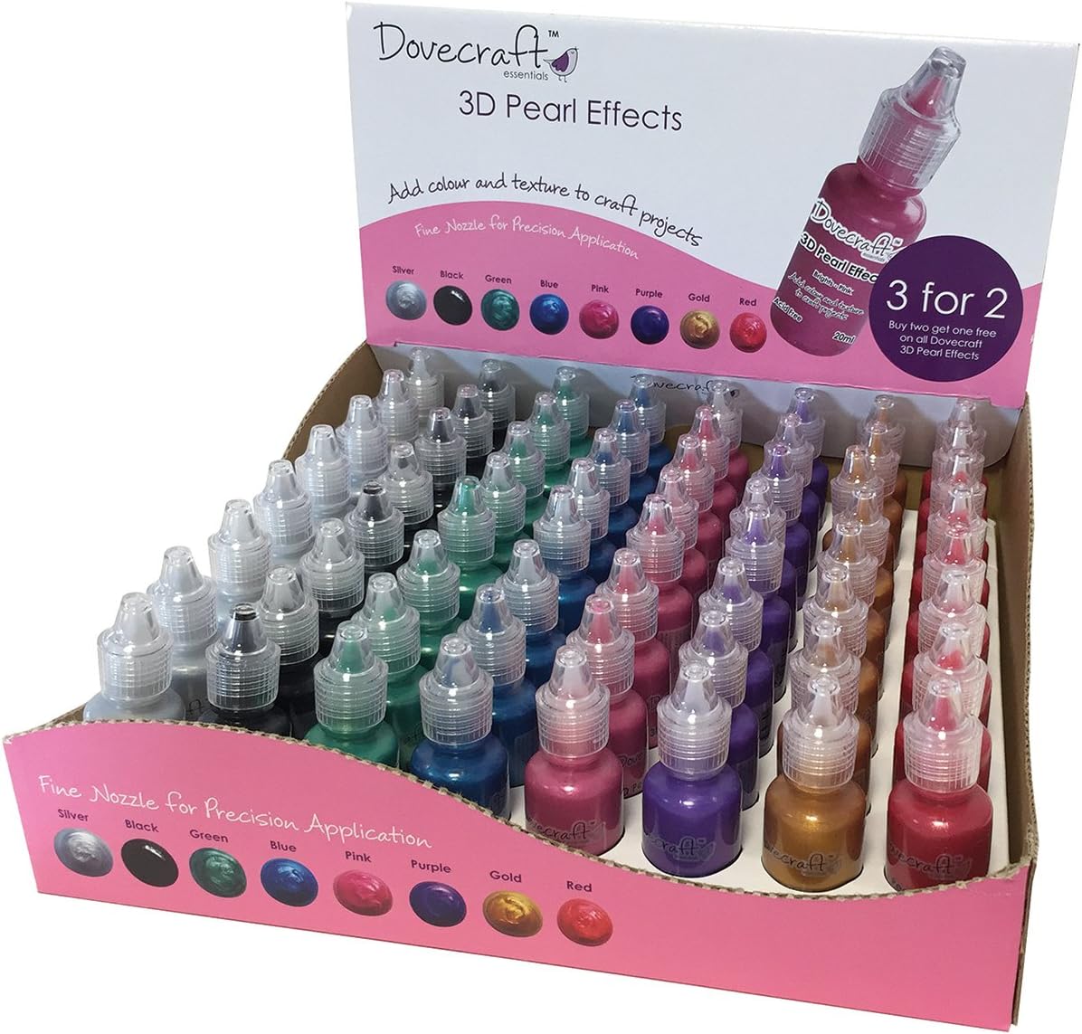 Trimcraft Paper Crafts (1-Pack) Dovecraft Basics Liquid PearlEffect 20 Milliliter Bottles 64/Box 7 Bright Colors DCBS92