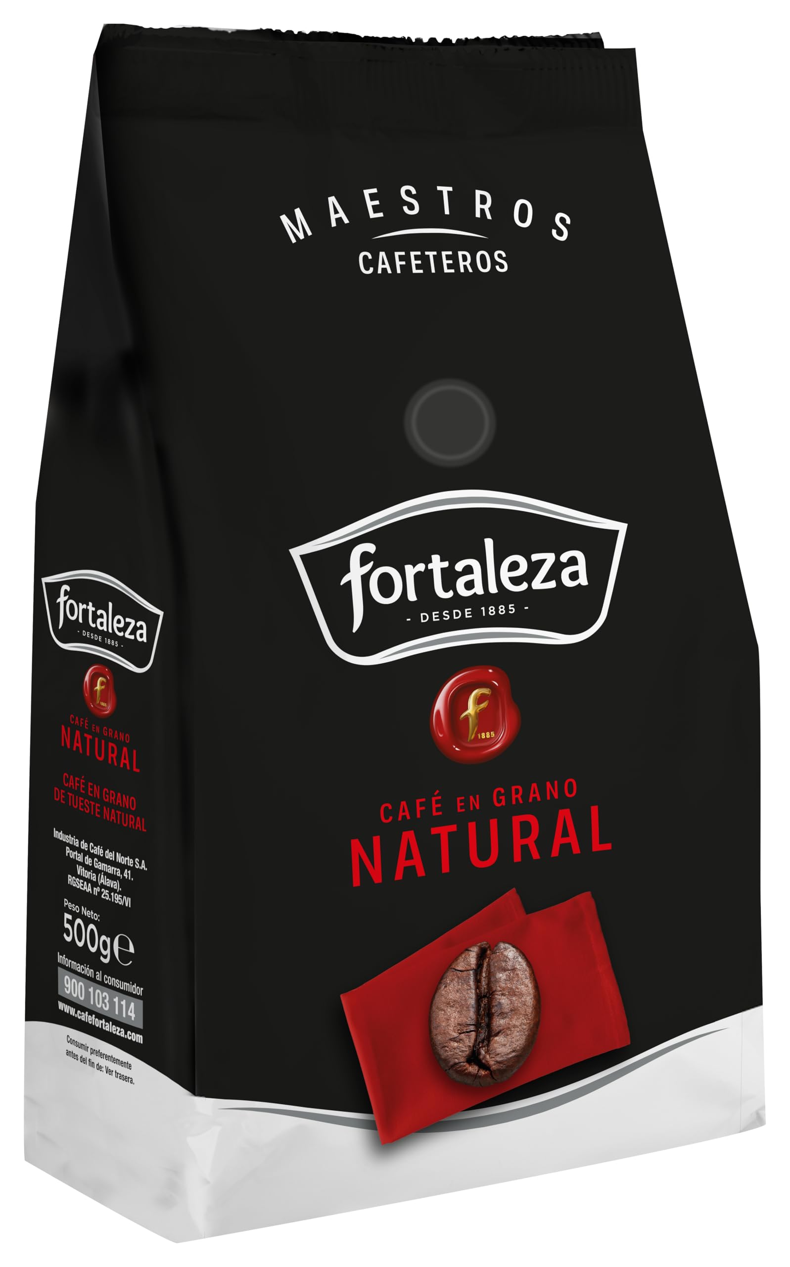 CAFÉ FORTALEZA Café en Grano Natural 500g x 6 - Total 3KG - Café en Grano con Matices Herbales y Afrutados - Café Arábica Centroamericano y Brasileño con Sabor Elegante - Café con Final Largo