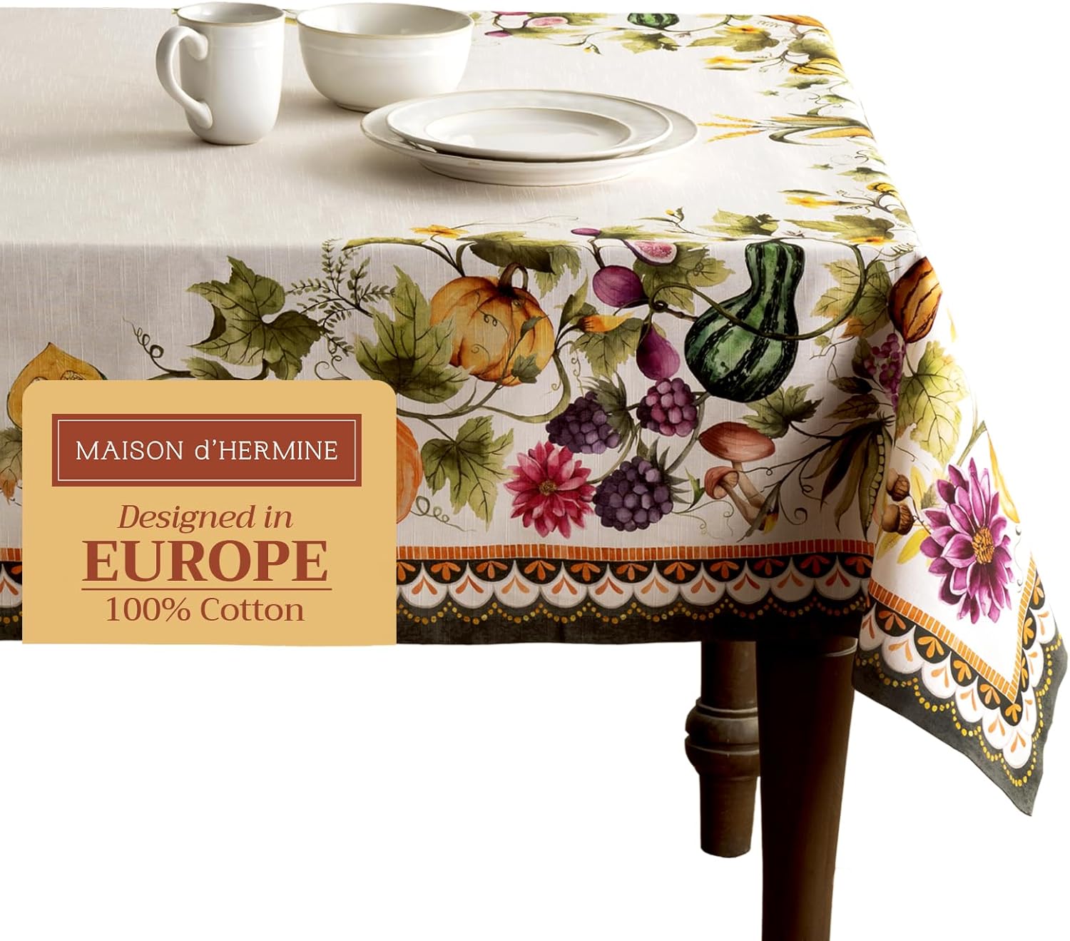 Maison d' Hermine linen tablecloth, 70x120 inches, fall decor