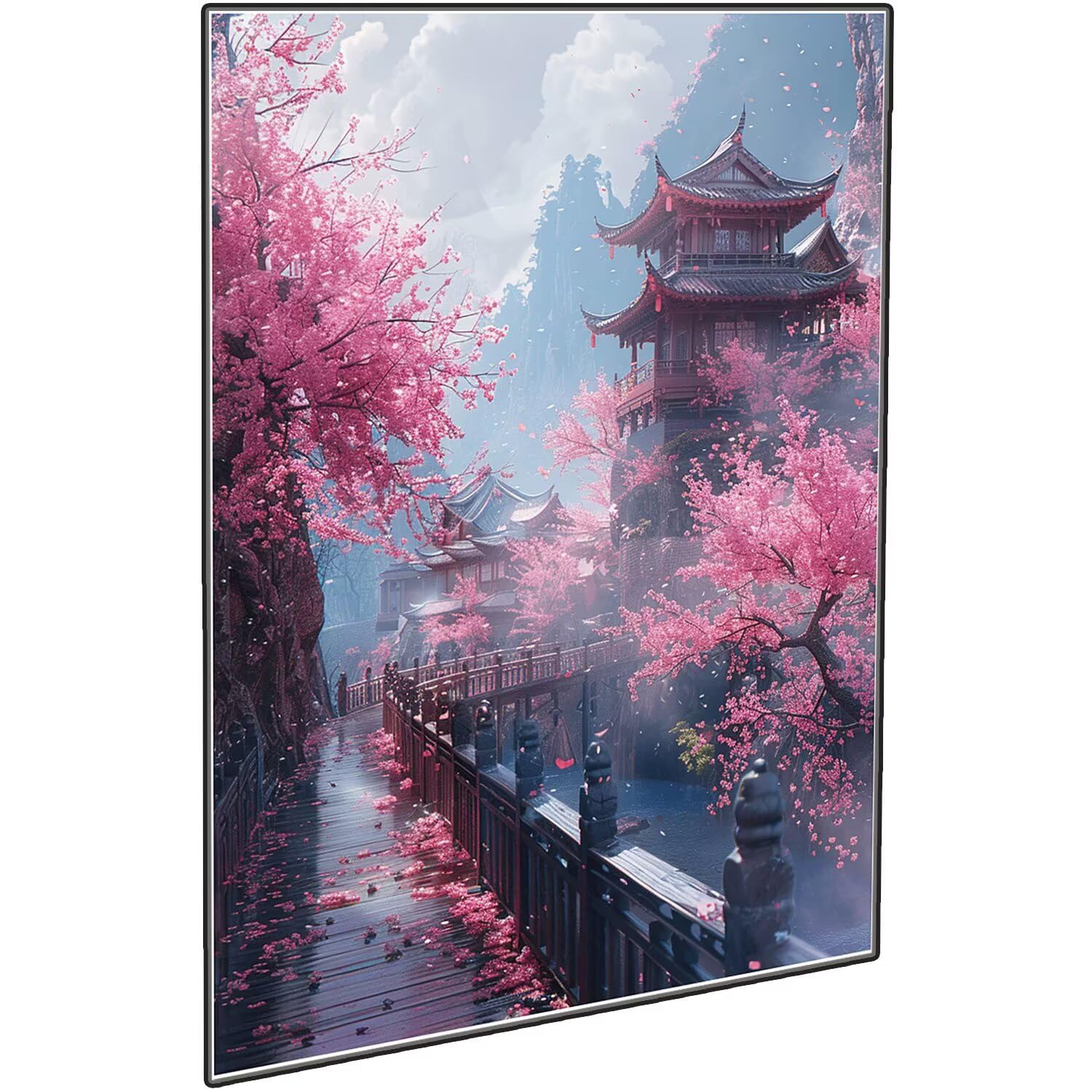 Japonia malarstwo diamentowe kompletny zestaw, DIY krajobraz diamentowy obraz duży 90 x 70 cm, 5D diamenty kryształowy haft krzyżykowy zestaw artystyczny, DIY obrazy diamentowe malowanie dekoracja