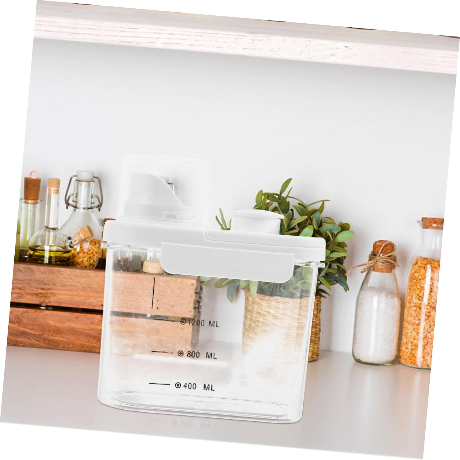 Airtight Cereal Dispenser and Rice Storage Container 2.8l with White Lid Food Storage Bin for Grain Organization and Pantry Use