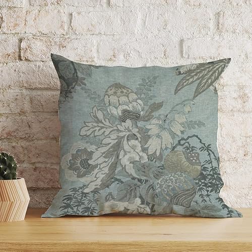 Miniatura 5 de ArogGeld Funda de cojín asiática floral azul de spa, almohada china decorativa para el hogar, doble cara, decoración de casa de campo, decoración