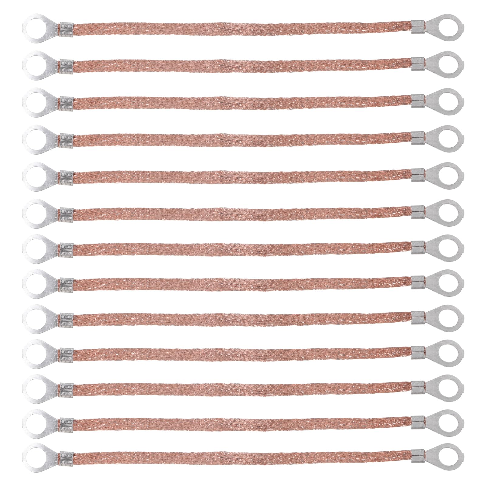 TEHAUX 100pcs Flat Yellow Braided Copper Ground Cable, Universal Grounding Kit for Automotive Engine Electrical Systems Connections