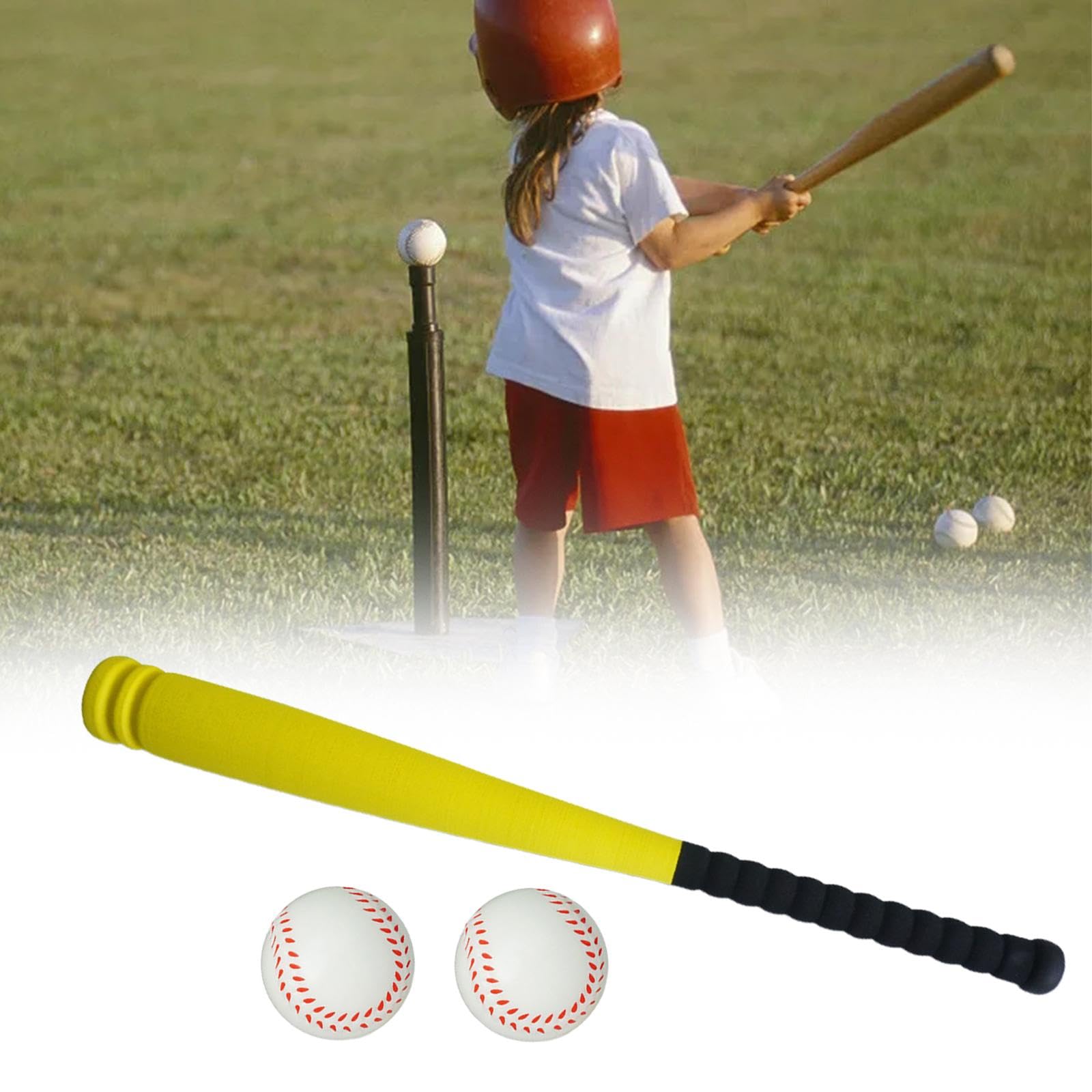 Baseball Trainingsspielzeug für Kinder, Geschenk für Kinder, Spielzeugbaseball, Baseballspielzeug für Kinder, Interaktiver Spielplatz, gelb 54cm