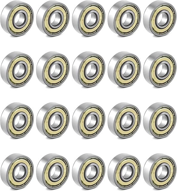 QWORK 20 Packs 608zz ball bearing, Longboard Roller Skate Bearing, for skateboards, scooters, inline skates, 8mm x 22mm x 7mm