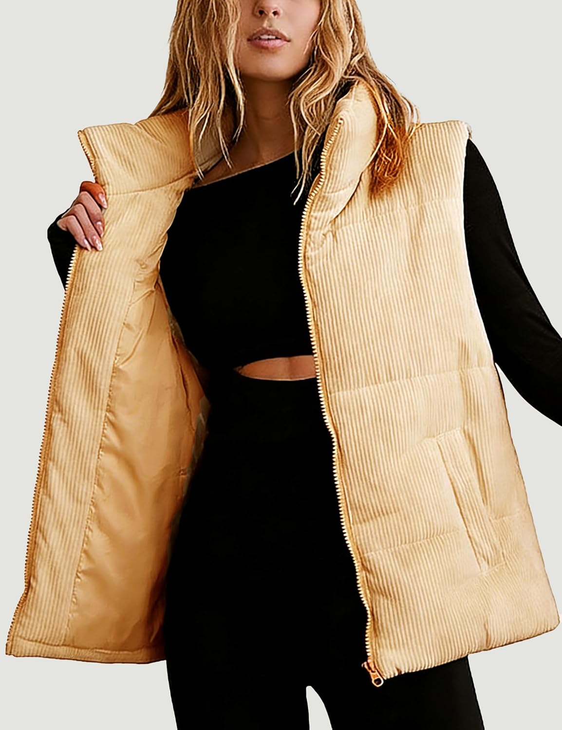 Women Quilted Puffer Vest Sleeveless Jacket Zip Up Stand collar Lightweight Outerwear with Pocket 2025 Trendy - Image 8