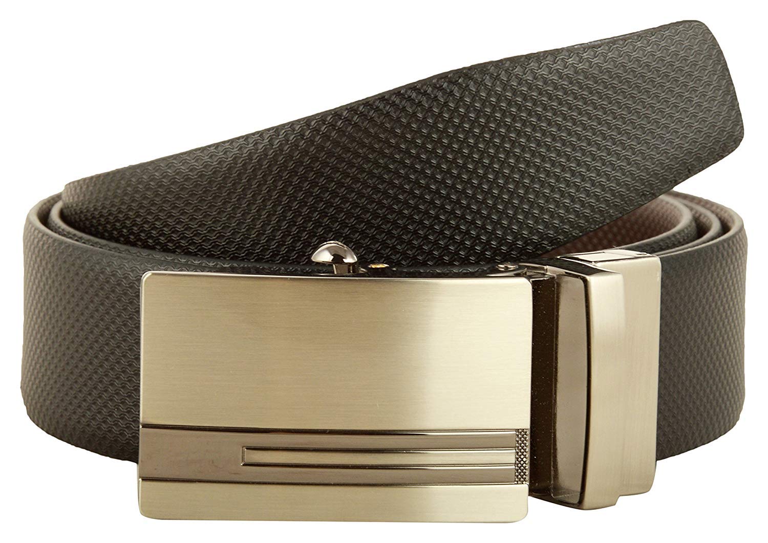 COOVSMen's REVERSIBLE Leather Belt with turning autolock buckle.