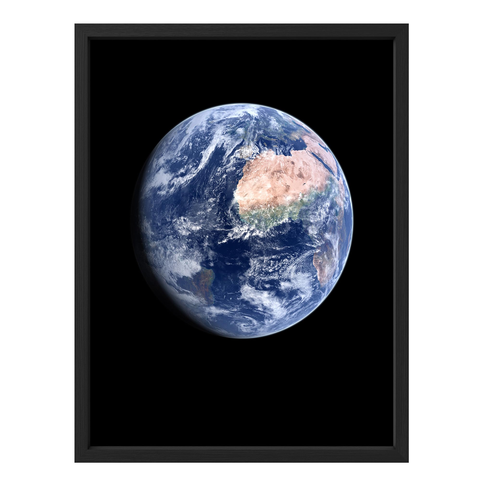 SIGNLEADERFramed Blue Earth from Space Wall Art Print, Space Enthusiasts Illustration Decorative Country/Farmhouse Cozy Zen for Living Room, Bedroom, Office - 11"x14" Black