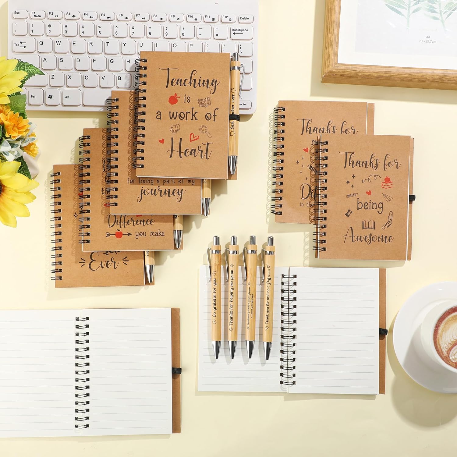 Yeaqee 64 Set Employee Appreciation Gifts Christmas Inspirational Gifts Bulk Small Spiral Notebooks with Pen Motivational Notepads Journals for Xmas Staff Coworkers Team Gift(Teacher Appreciation)