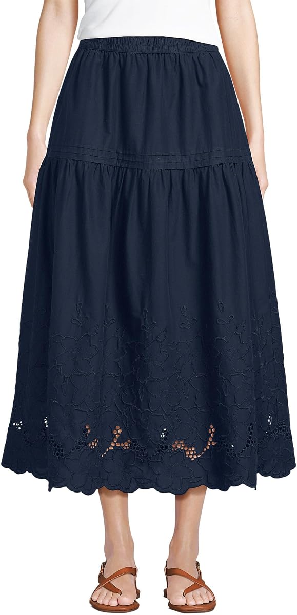 Women's Voile Eyelet Maxi Skirt