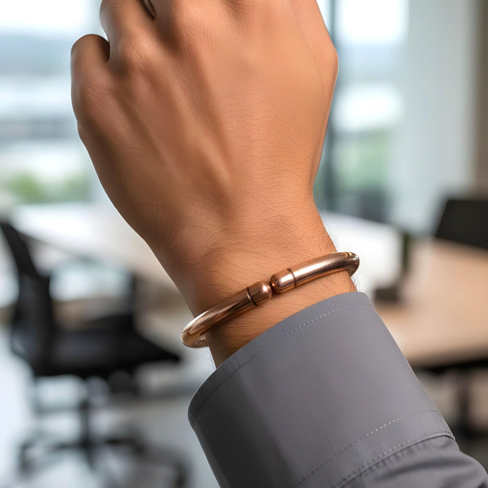 SHINDE EXPORTS Heavy Pure Copper thick Bracelet Bangle Unisex Kada Solid Handmade Cuff 80gms for Men & Women (round 80gms) 1
